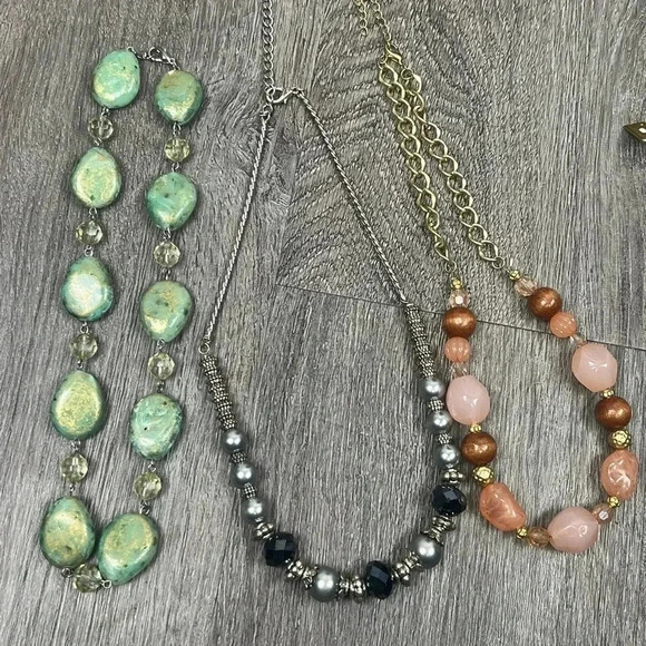 Multicolor Beaded Necklace Set  Three(3) Mixed Style Necklaces - Picture 4 of 16